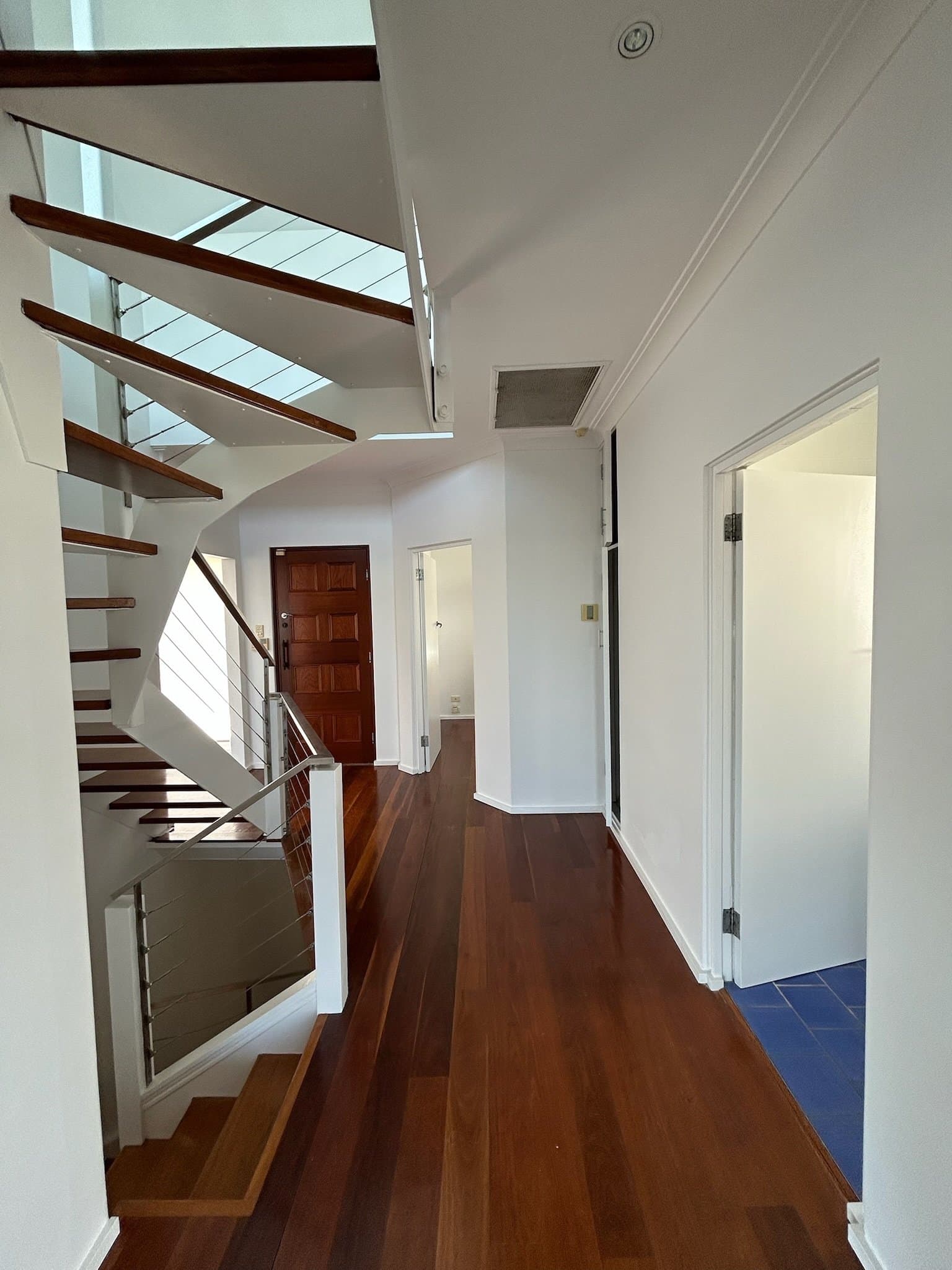 Balgowlah Heights hallway and stairs with freshly finished white interior walls