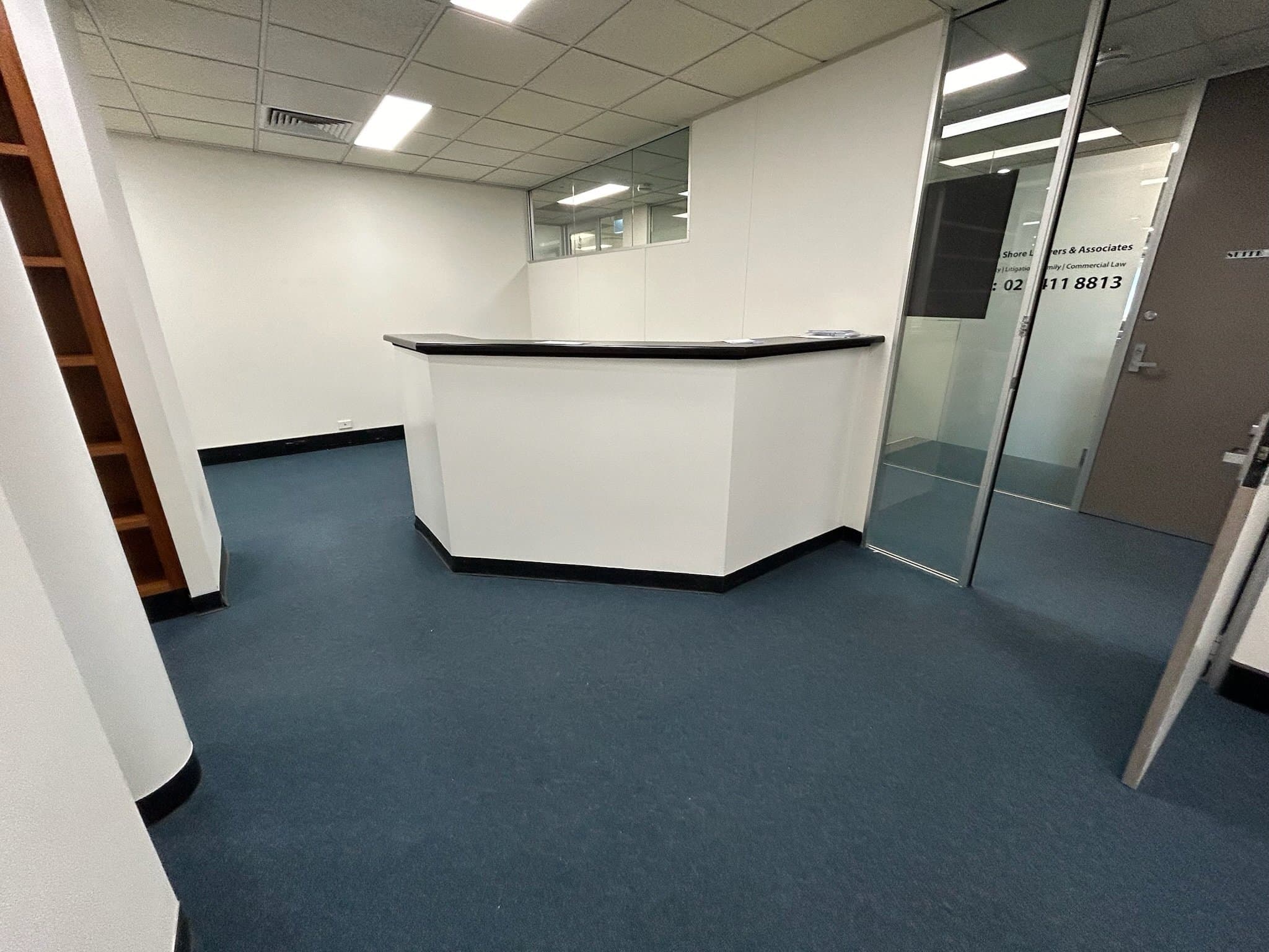 Commercial office reception area after fresh interior repainting