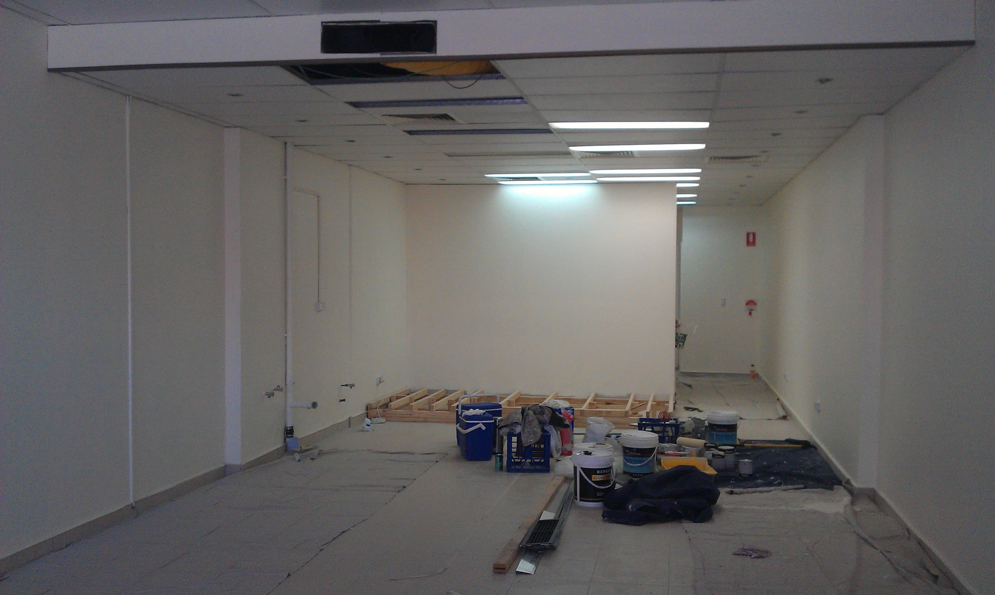 Commercial salon interior after repainting with a clean modern finish