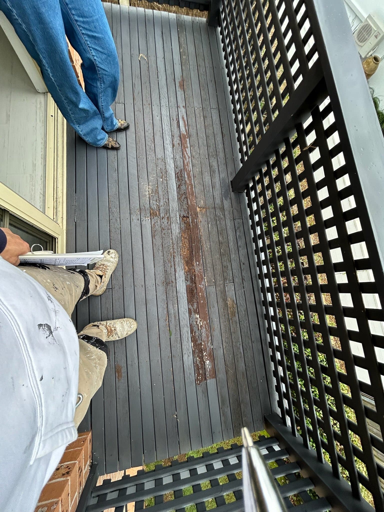 Balcony decking and lattice before exterior repainting in Sydney