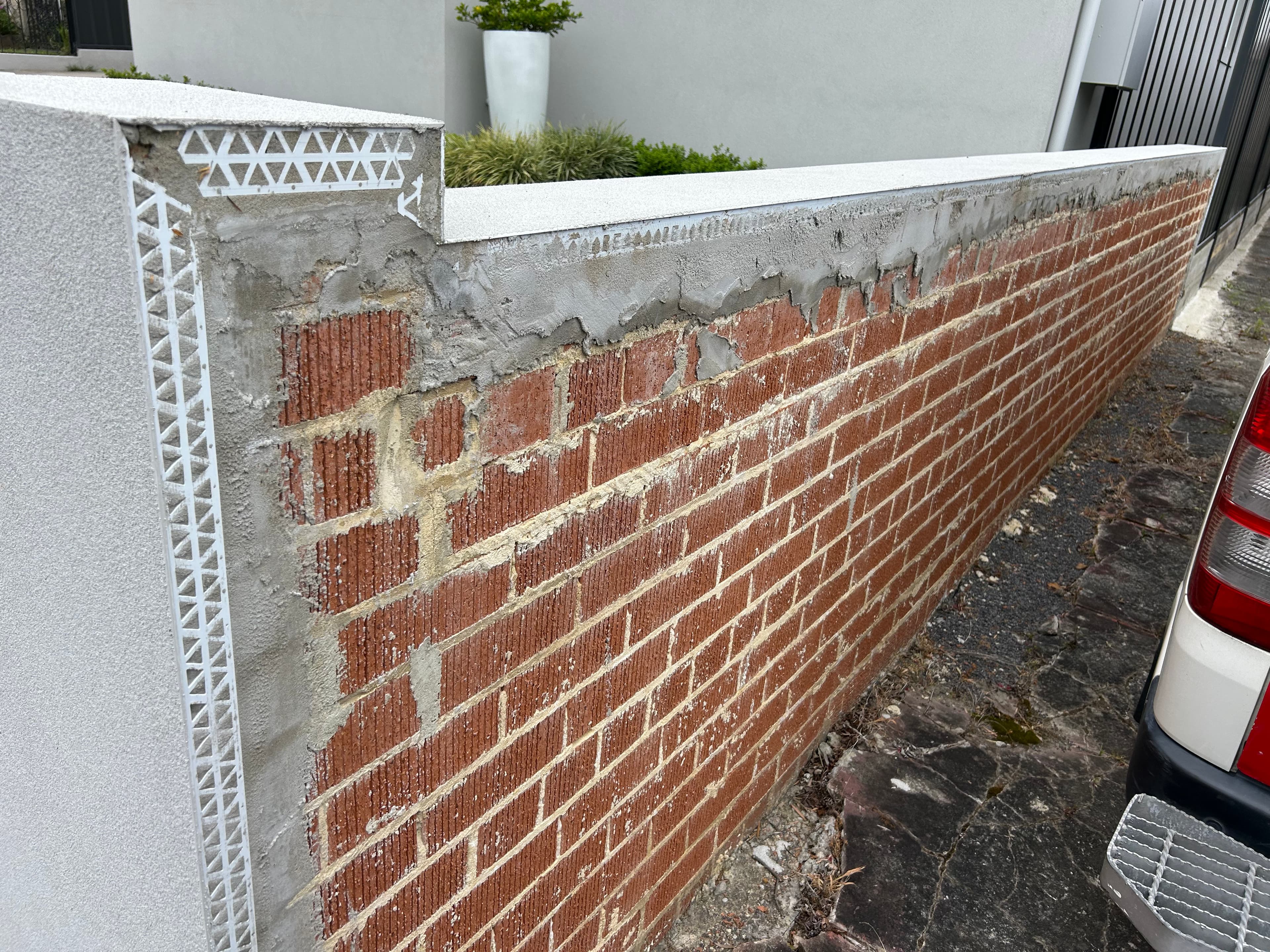Boundary wall before exterior painting and coating