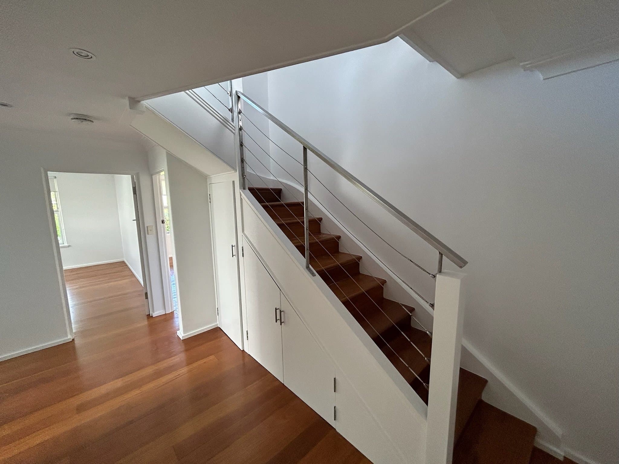 Interior stairwell walls freshly repainted in a Sydney home