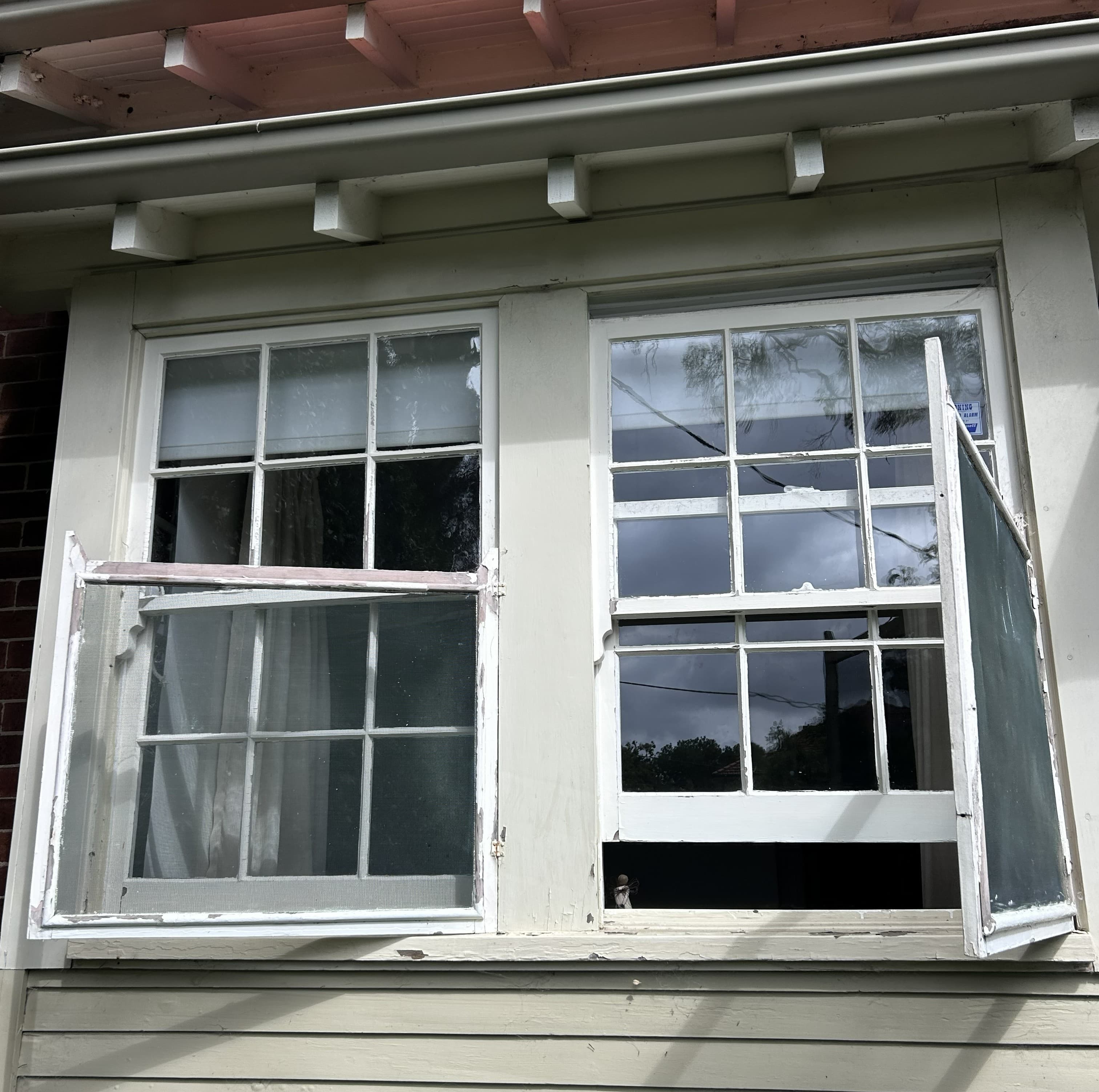 Lindfield exterior timber window and trim before repainting