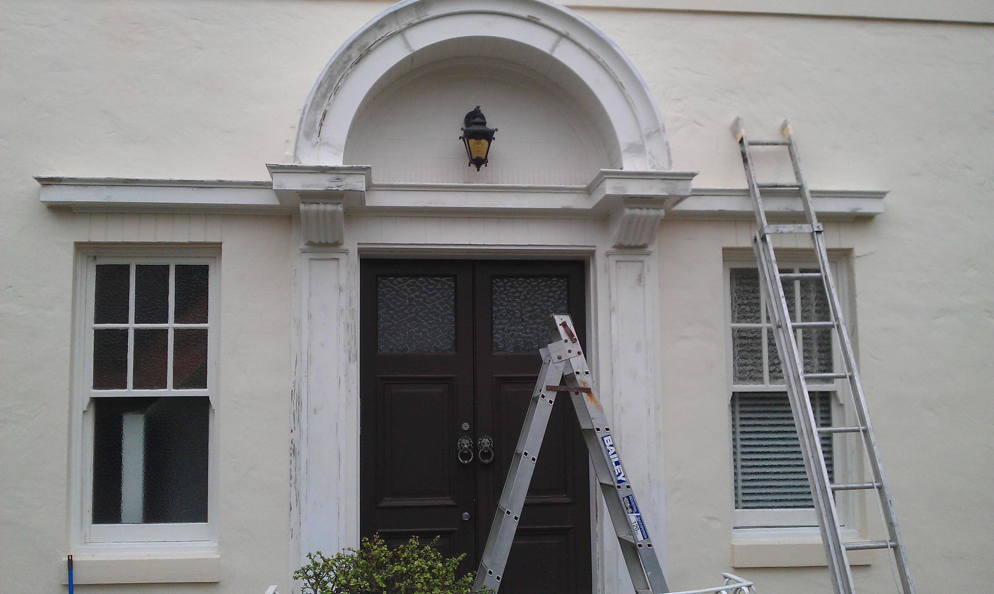 Mosman exterior entry trim before repainting
