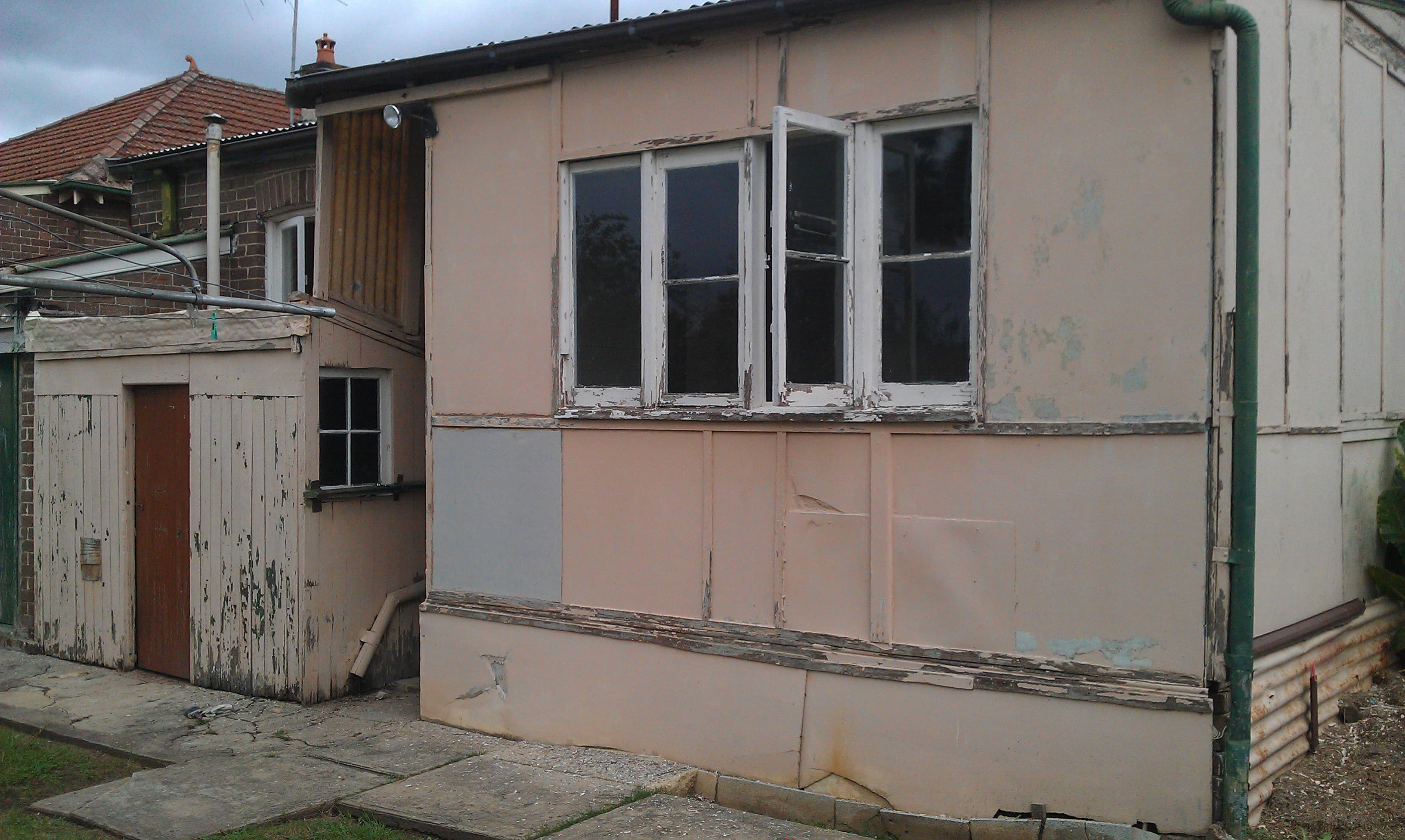 North Strathfield exterior wall and windows before repainting