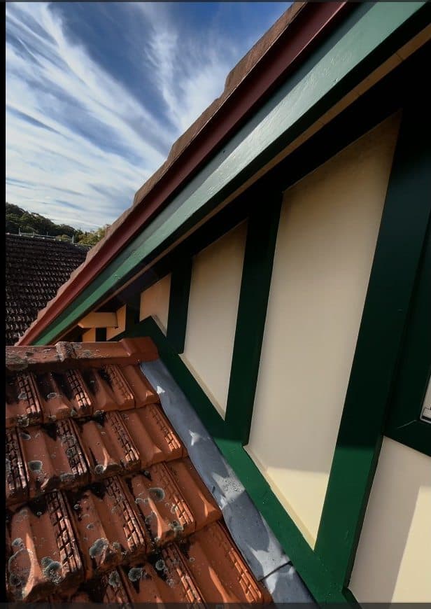 Chatswood roofline trim after exterior repainting near tiled roof