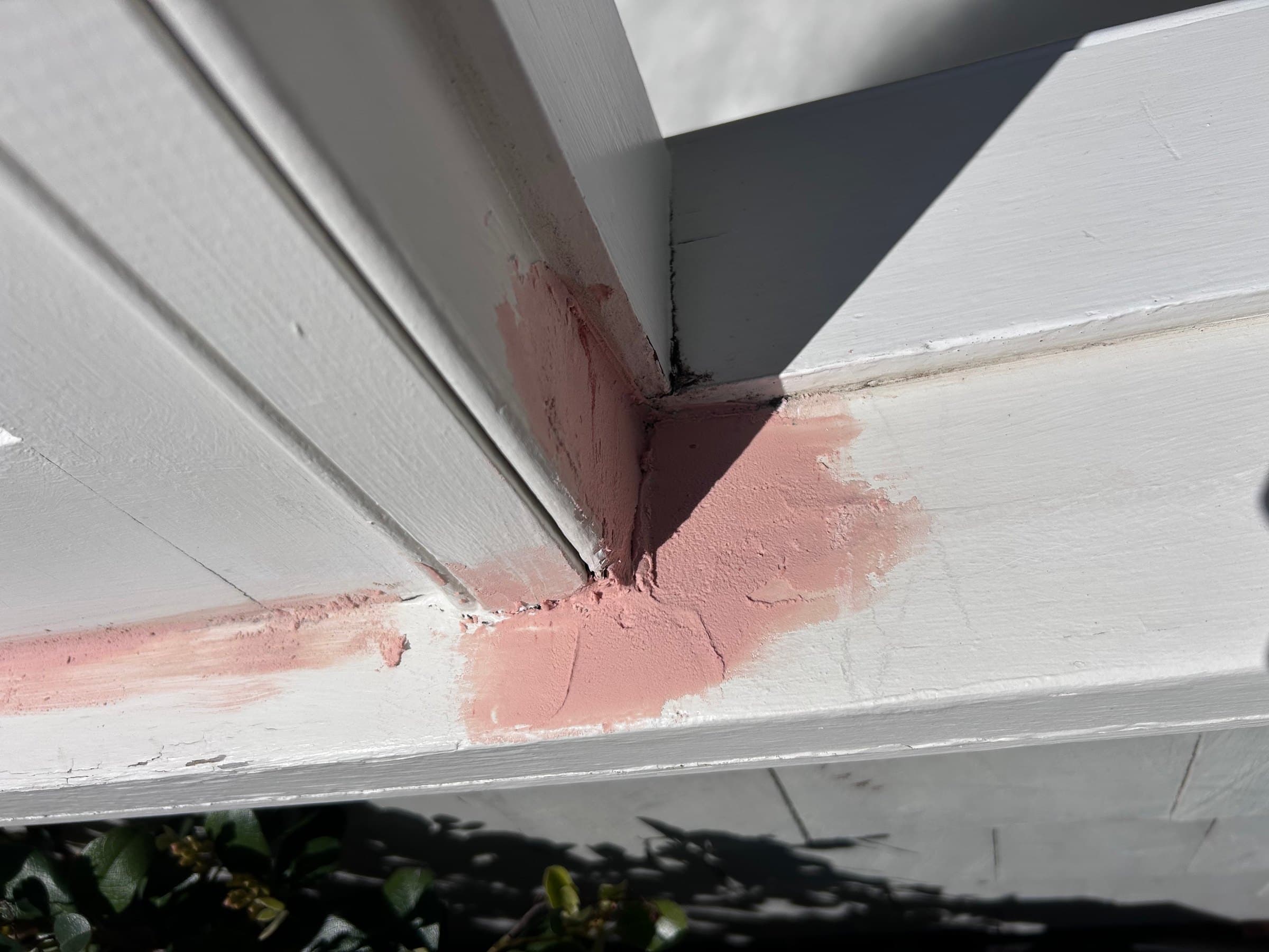 Chatswood timber window corner during the putty-filling stage