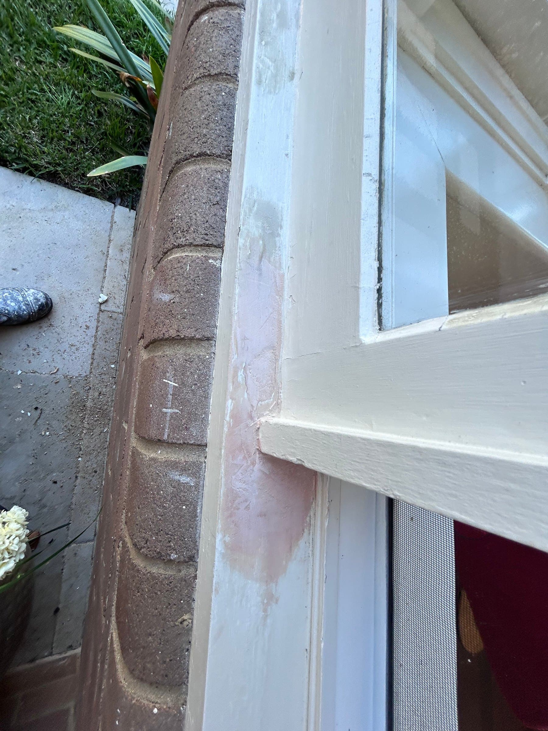 Chatswood timber window repair area filled and shaped before sanding and undercoating