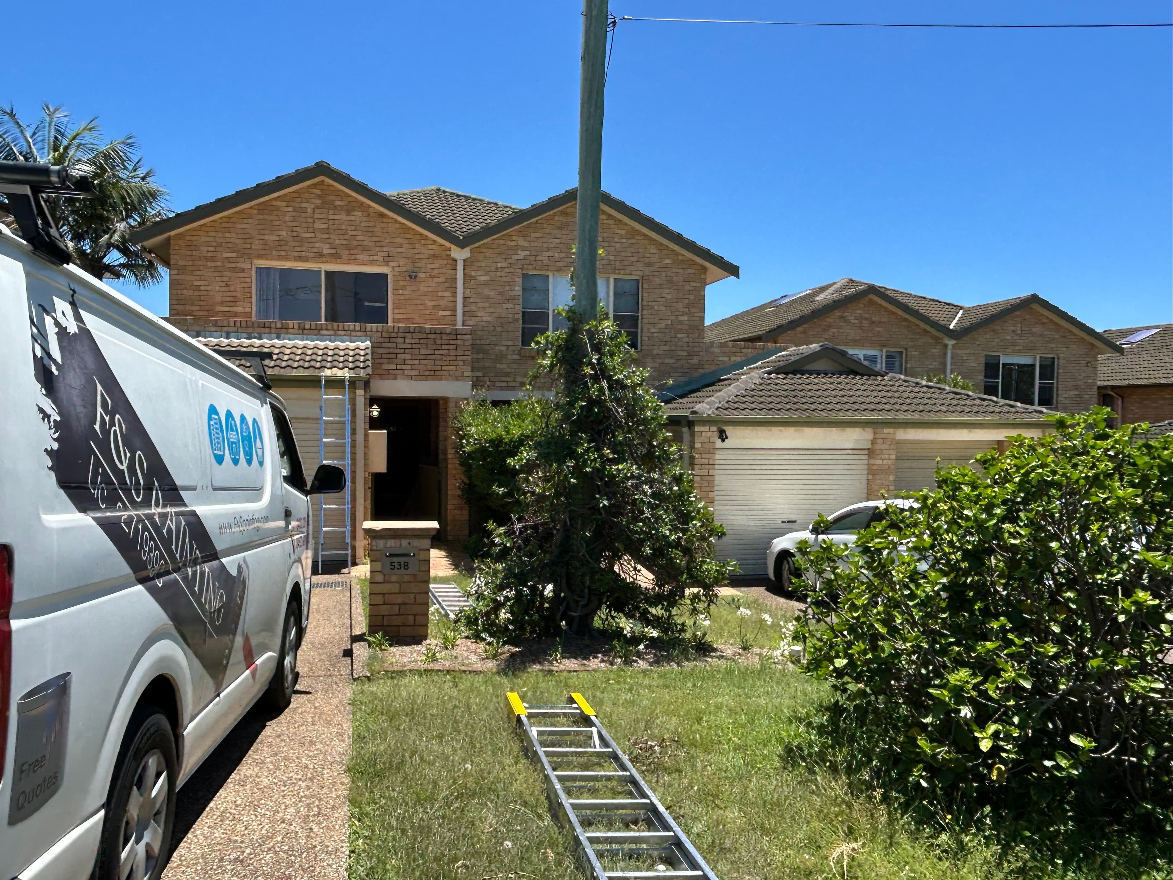 Dee Why strata front access with F&S Painting van during exterior work