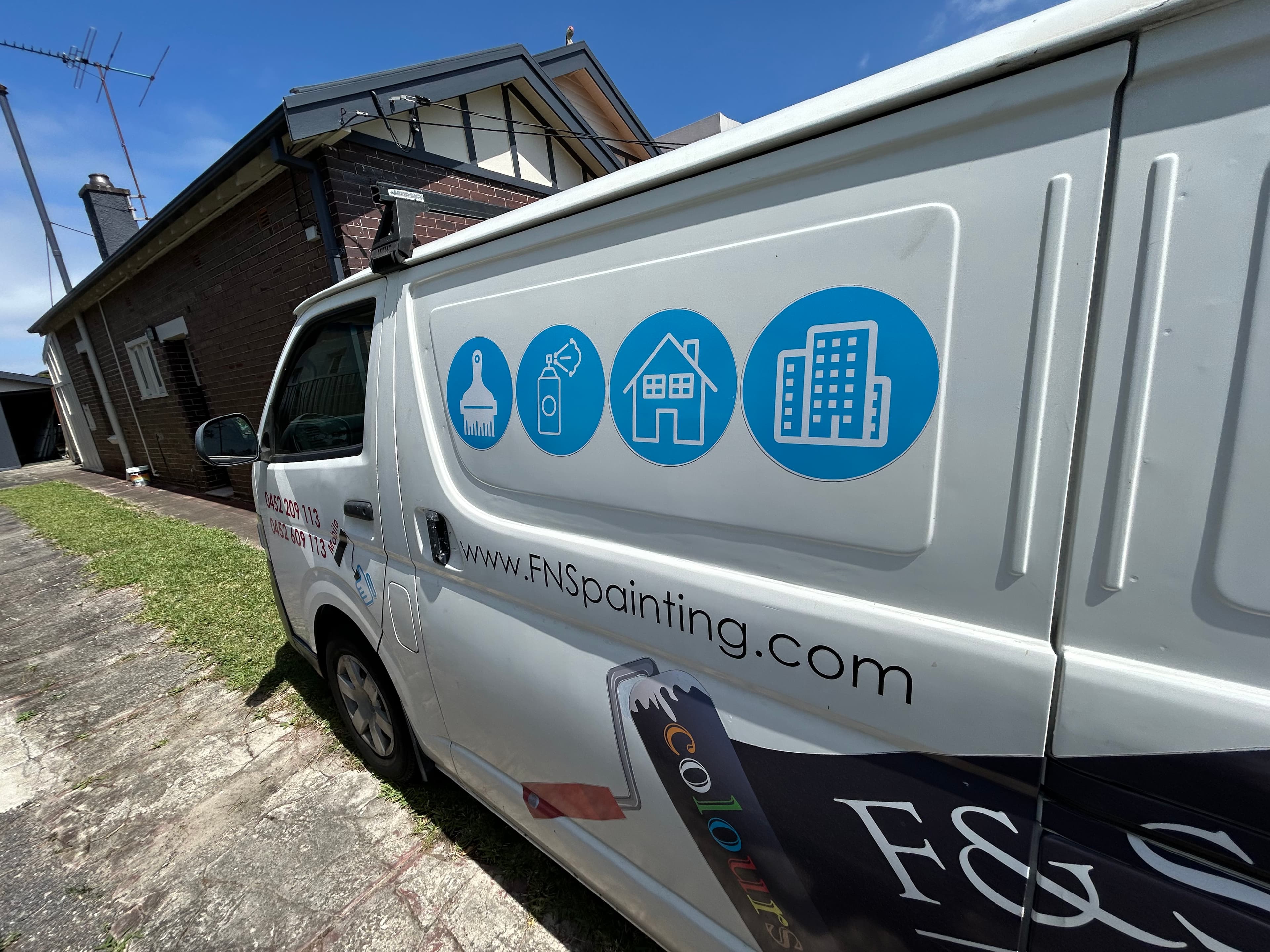 F&S Painting van outside Earlwood exterior house painting project