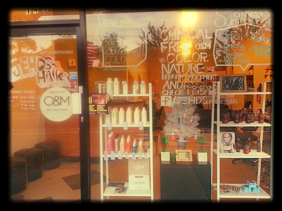 Marrickville salon shopfront and window display after painting work