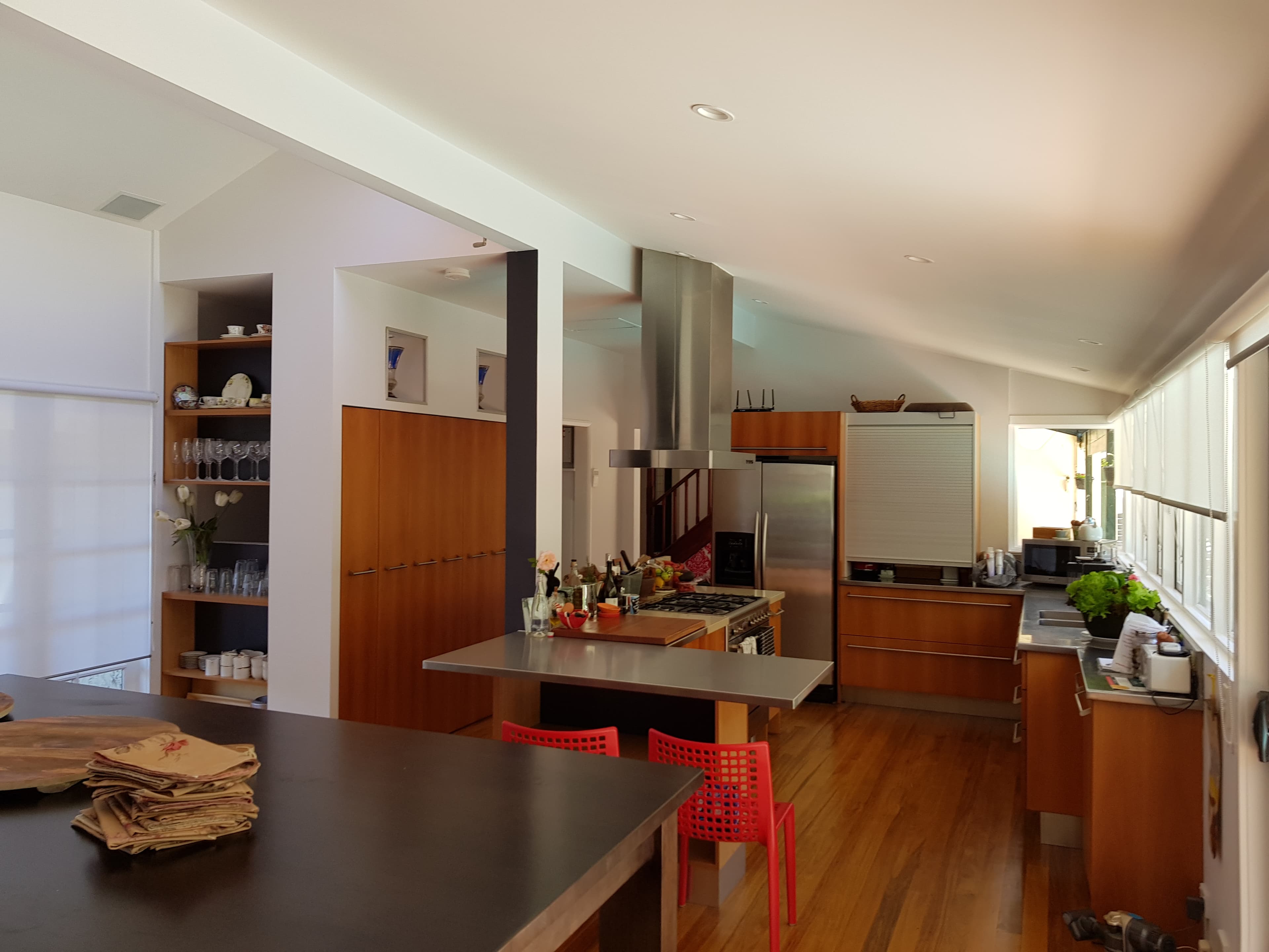North Bridge kitchen area after interior painting with fresh ceiling and wall finishes