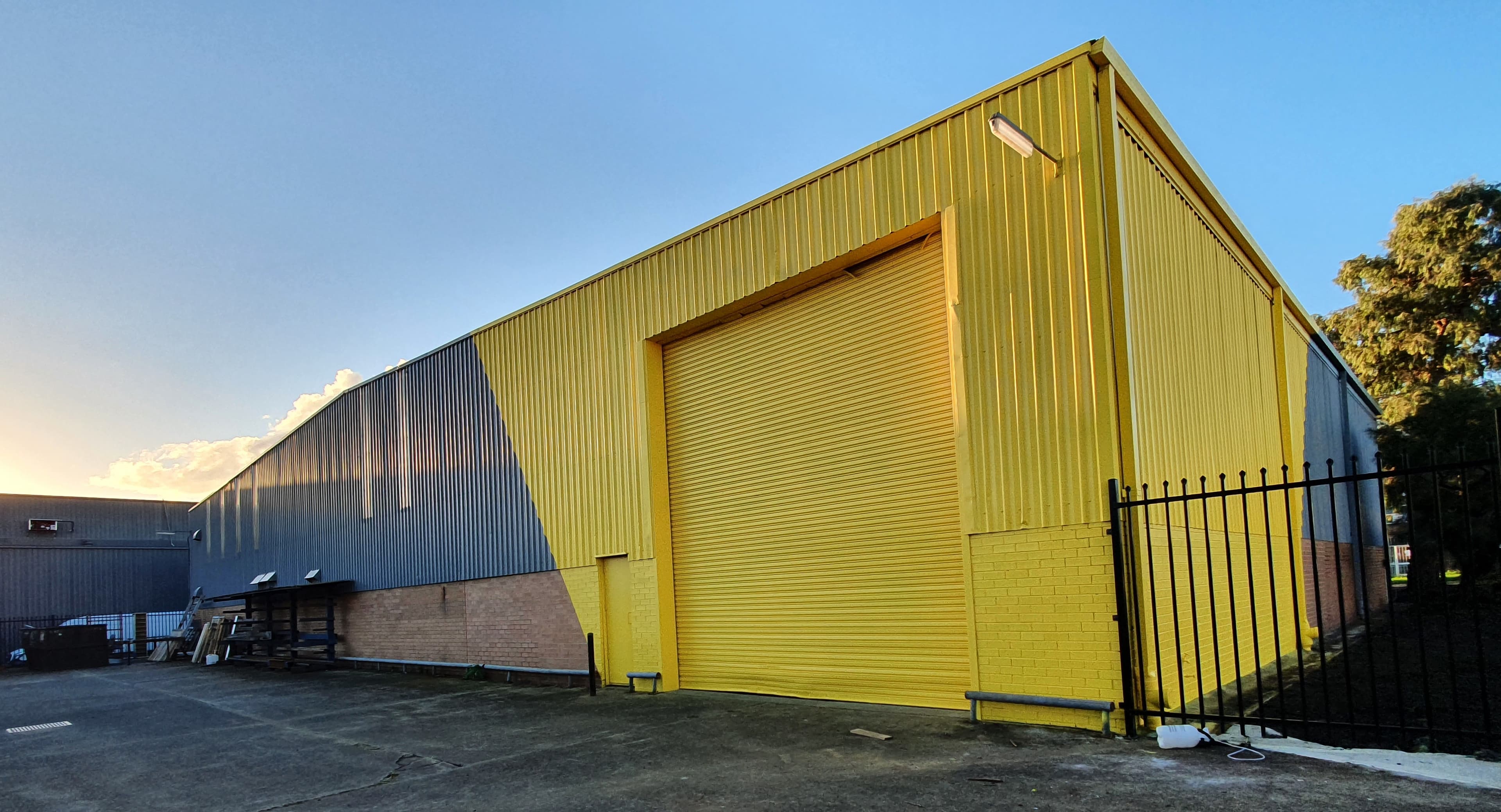 Silverwater commercial roller door and facade after painting
