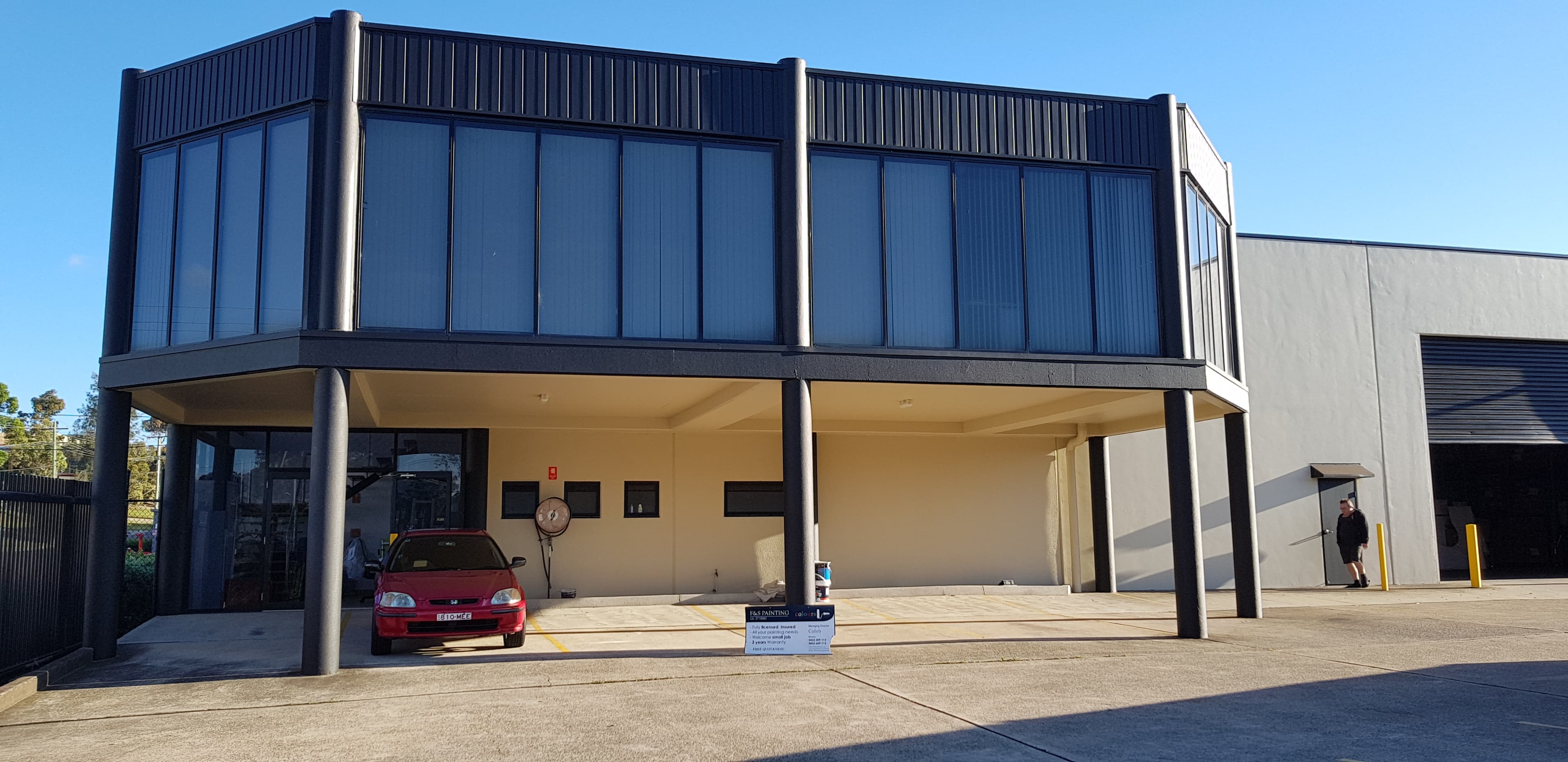 Wetherill Park commercial front awning and facade after repainting