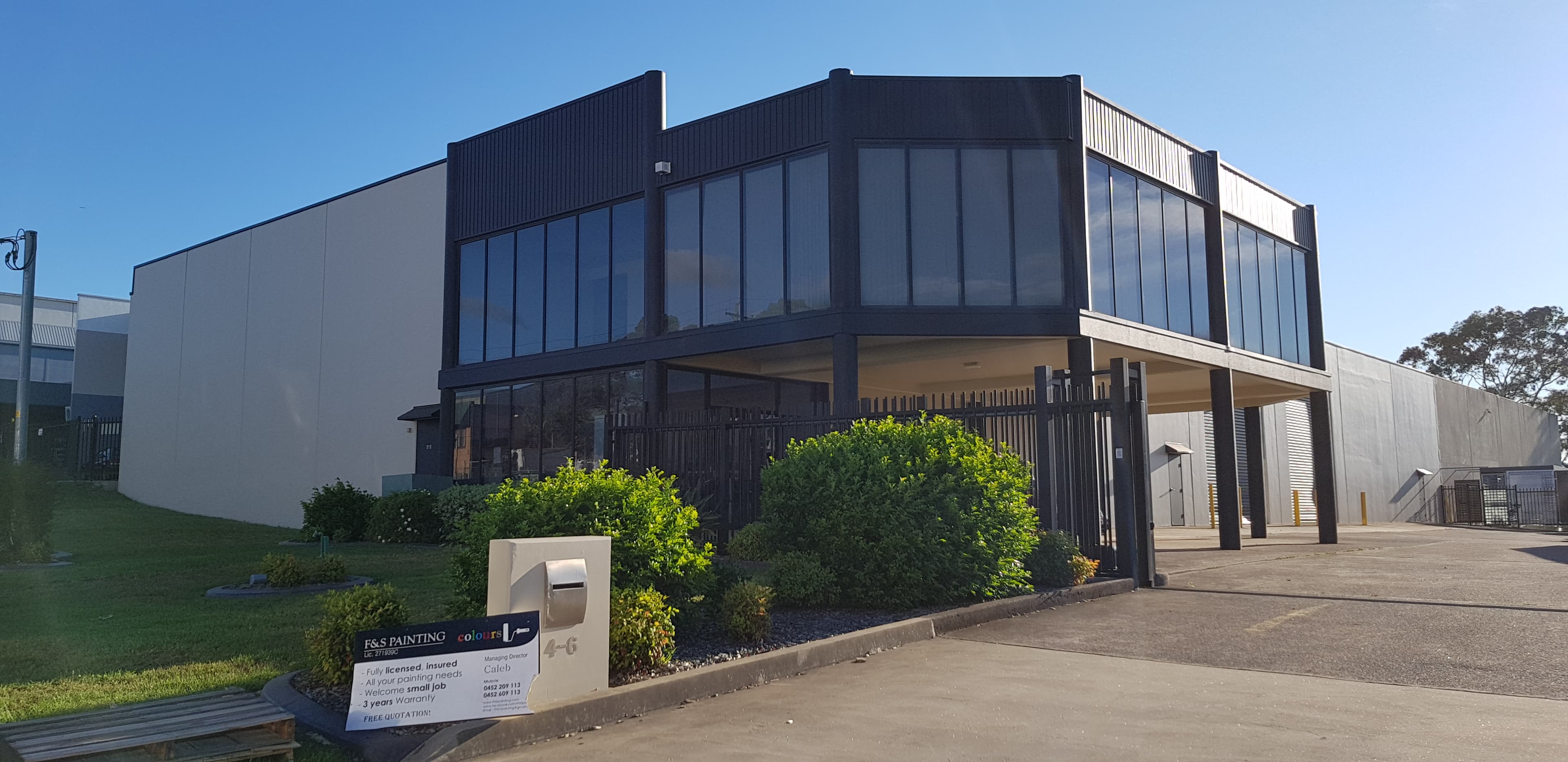 Wetherill Park commercial front entry and facade after exterior repainting